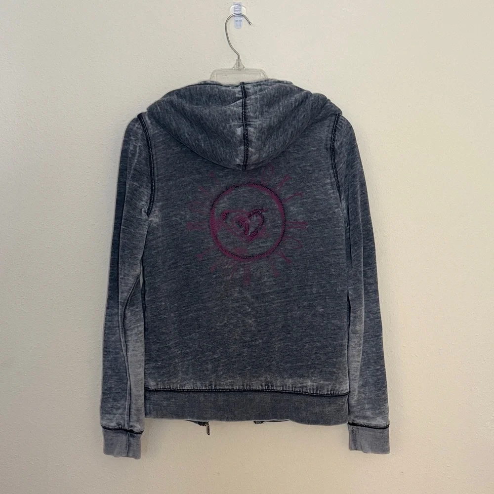 Roxy Gray Faded Zip-Up Hoodie with Sherpa Lining Women SizeM - Picture 4 of 6